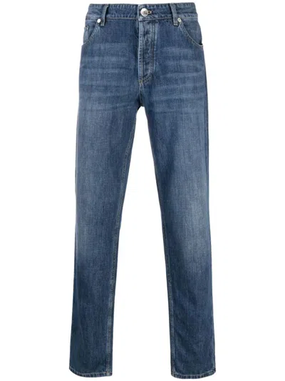 Brunello Cucinelli Relaxed-fit Denim Trousers With Rolled Cuffs In Blue