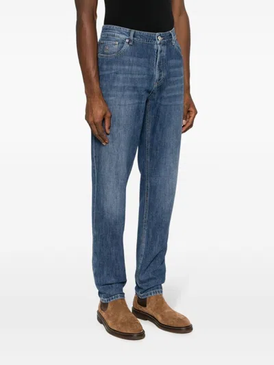 Brunello Cucinelli Relaxed-fit Denim Trousers With Rolled Cuffs In Blue