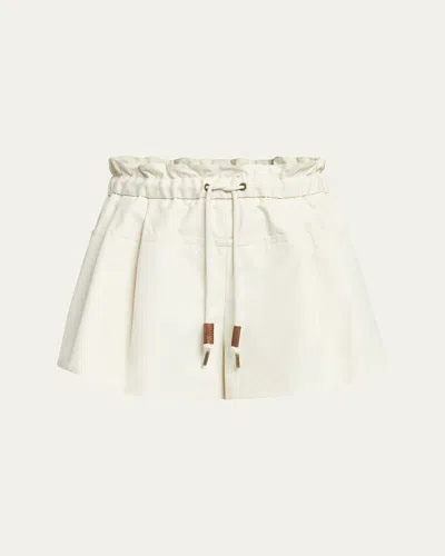 Moncler Relaxed Fit Bermuda Shorts With Elastic Waistband In Natural