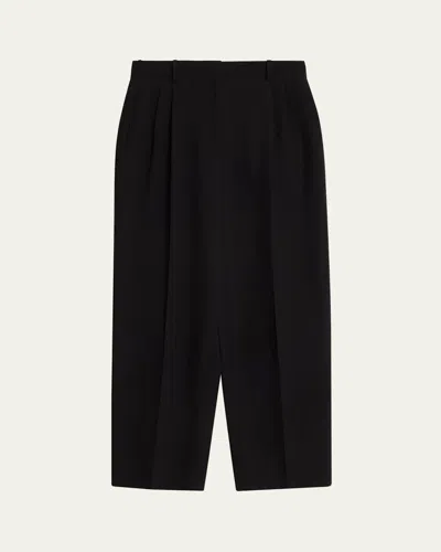The Row Lilas Pleated Straight-leg Pants In Black