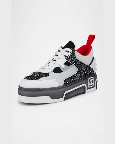 Christian Louboutin Low Top Sneakers With Signature Red Sole In Gray