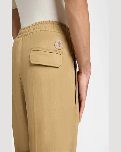 Moncler Beige Drawstring Trousers In Open Beige