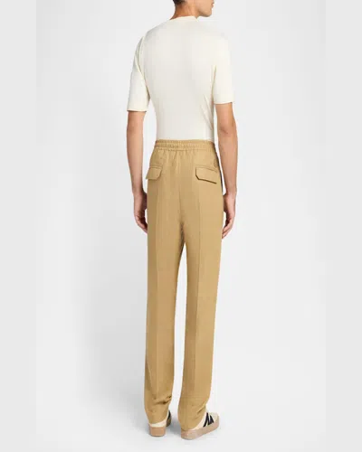Moncler Beige Drawstring Trousers In Open Beige