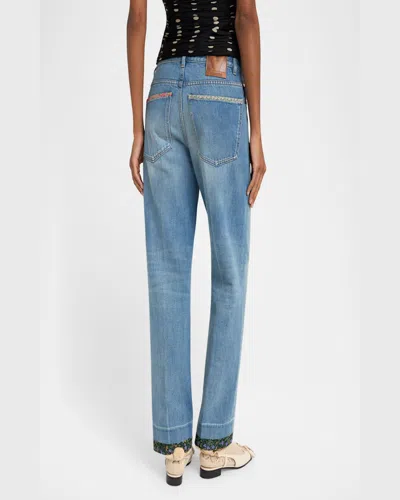Valentino High Rise Viscose Straight Jeans In Denim