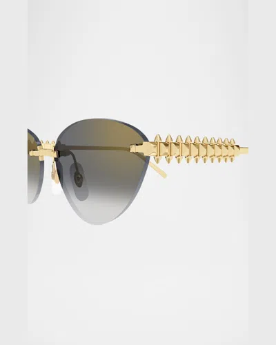 Cartier 58mm Gradient Rimless Oval Sunglasses In Gold | ModeSens