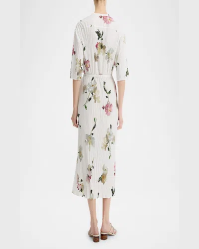 Vince Wilted Peony Pleated Side Tie Skirt In White Peony