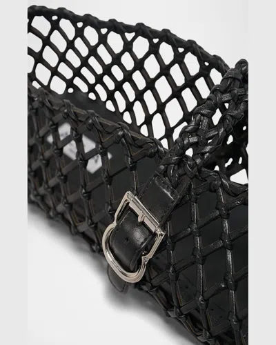 Alaïa Patent Leather-trimmed Studded Mesh Ballet Flats In Noir