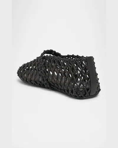 Alaïa Patent Leather-trimmed Studded Mesh Ballet Flats In Noir