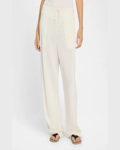 The Row Jory Linen Straight-leg Drawstring Pants In White