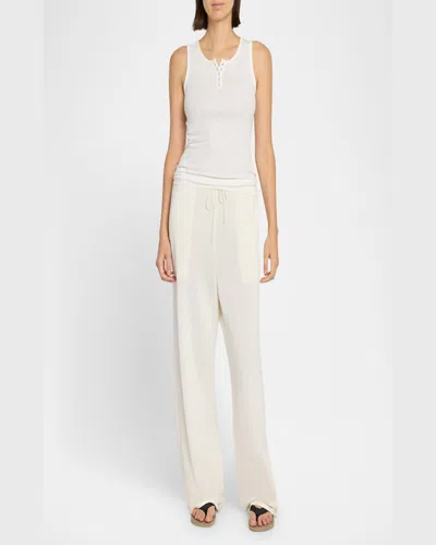 The Row Jory Linen Straight-leg Drawstring Pants In White