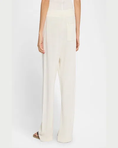 The Row Jory Linen Straight-leg Drawstring Pants In White