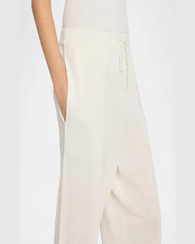 The Row Jory Linen Straight-leg Drawstring Pants In White