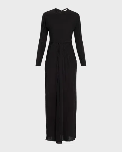 The Row Anselm Draped Crepe-trimmed Jersey Gown In Black