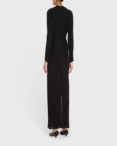 The Row Anselm Draped Crepe-trimmed Jersey Gown In Black