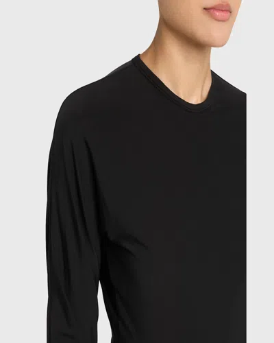 The Row Anselm Draped Crepe-trimmed Jersey Gown In Black