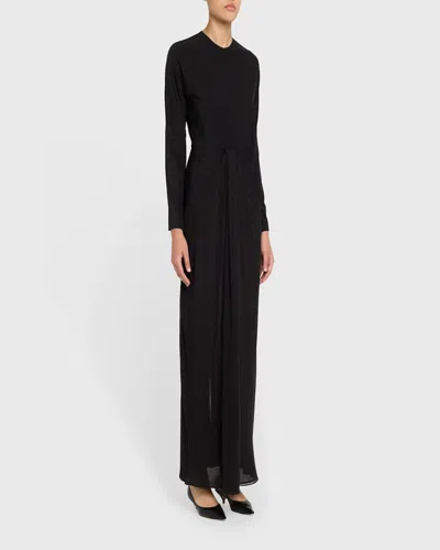 The Row Anselm Draped Crepe-trimmed Jersey Gown In Black