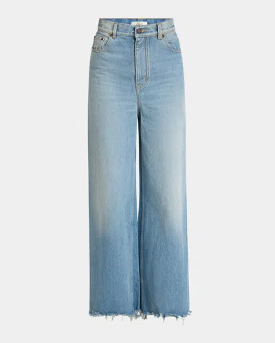 Chloé Light-wash Straight-leg Raw-hem Jeans In Iced Blue