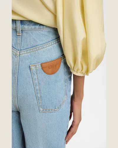 Chloé Light-wash Straight-leg Raw-hem Jeans In Iced Blue