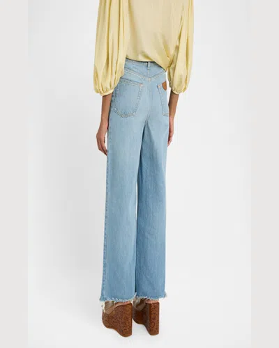 Chloé Light-wash Straight-leg Raw-hem Jeans In Iced Blue