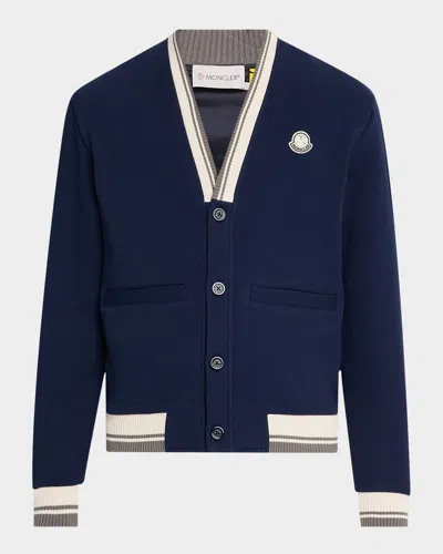 Moncler Blue Cotton Bomber In Medium Blue