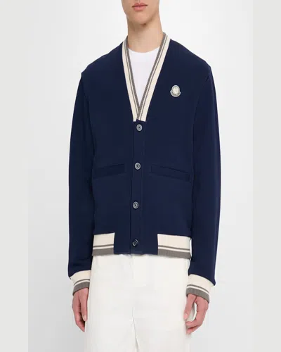 Moncler Blue Cotton Bomber In Medium Blue