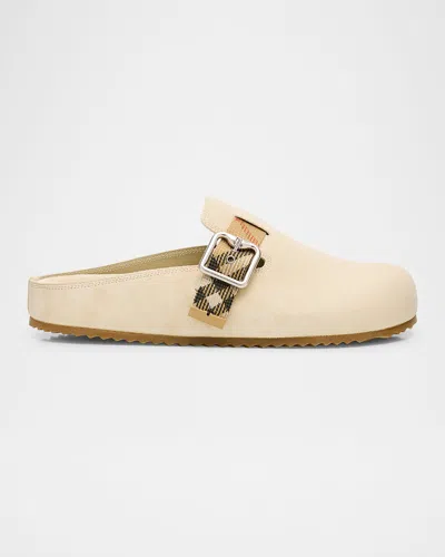 Burberry Slippers In Pelle Scamosciata Sabbia  Donna In Beige O Tan