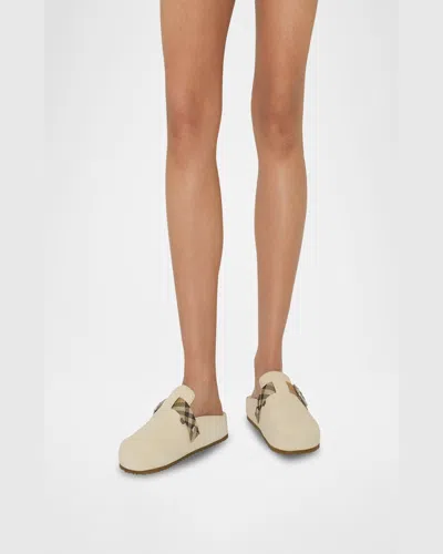 Burberry Slippers In Pelle Scamosciata Sabbia  Donna In Beige O Tan
