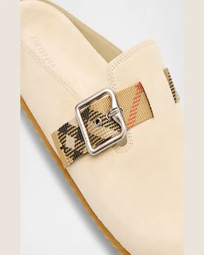 Burberry Slippers In Pelle Scamosciata Sabbia  Donna In Beige O Tan