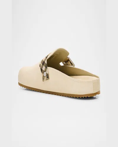Burberry Slippers In Pelle Scamosciata Sabbia  Donna In Beige O Tan