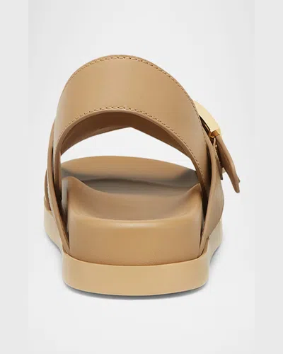 Fendi Feel Buckle-strap Leather Sandals In Cammello