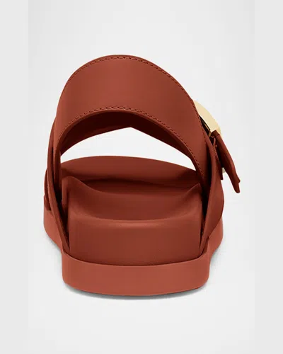 Fendi Feel Leather Slingback Sandals In Sienna