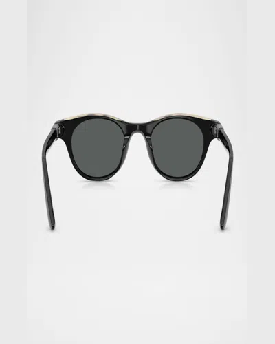 Brunello Cucinelli Bc4016s Acetate Round Sunglasses In Black