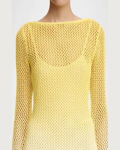 Significant Other Honey Long-sleeve Net Mini Dress In Lemon Crush