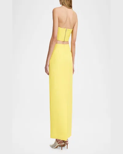 Significant Other Carly Linen Blend Embroidered Column Maxi Skirt In Lemon