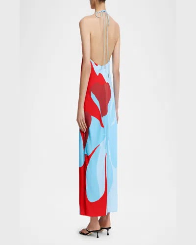Significant Other Katy Abstract Floral Halter Neck Maxi Dress In Crimson Stencil