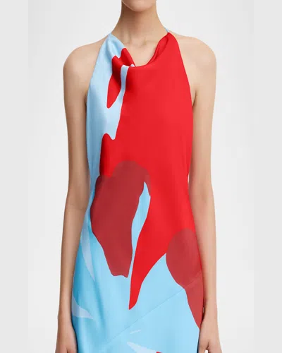 Significant Other Katy Abstract Floral Halter Neck Maxi Dress In Crimson Stencil