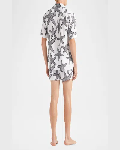 Vilebrequin Charli Camp-collar Printed Linen Shirt In White