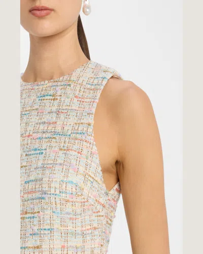 Alice And Olivia Clyde Tweed A-line Shift Dress In Off White