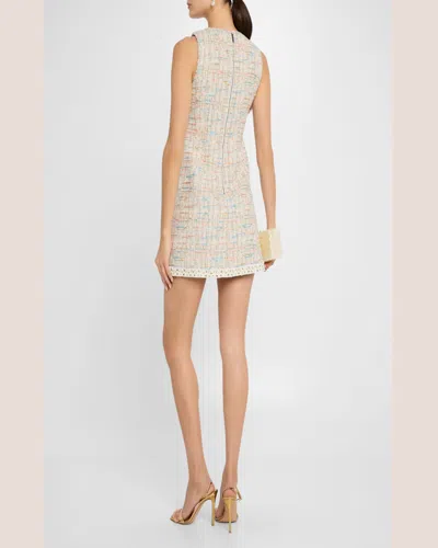 Alice And Olivia Clyde Tweed A-line Shift Dress In Off White