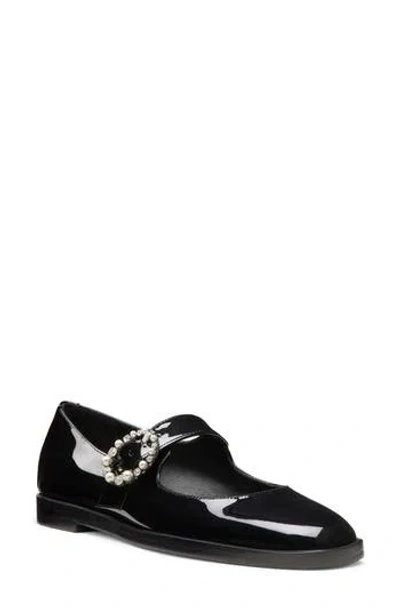 Stuart Weitzman Loralei Patent Mary Jane Ballerina Flats In Black