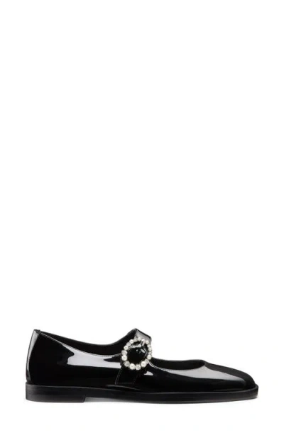 Stuart Weitzman Loralei Patent Mary Jane Ballerina Flats In Black