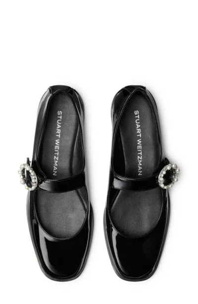 Stuart Weitzman Loralei Patent Mary Jane Ballerina Flats In Black