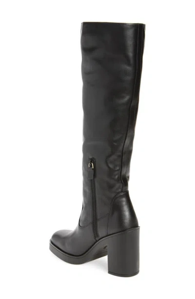 Stuart Weitzman Bethenny Block Heel Tall Boot In Black Smooth Calf