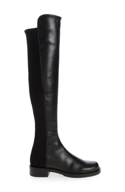 Stuart Weitzman High Boots With Round Toe And Block Heel In Black Smooth Calf: