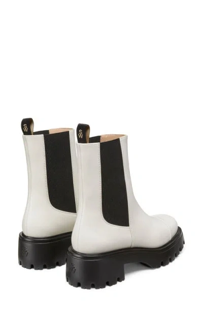 Stuart Weitzman Block-heel Leather Chelsea Boots In Cream.