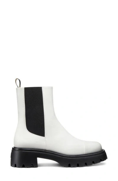 Stuart Weitzman Block-heel Leather Chelsea Boots In Cream.