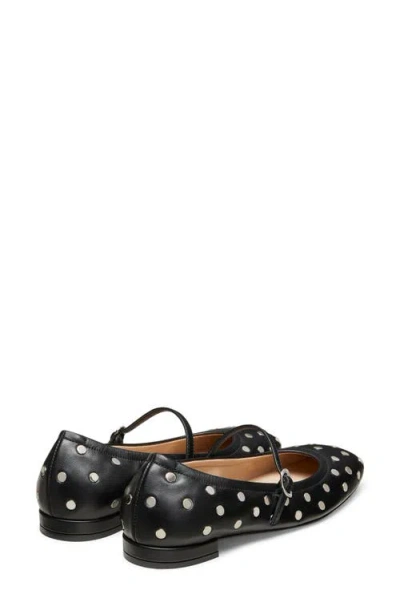 Stuart Weitzman Claris Studded Leather Mary Jane Flats In Black