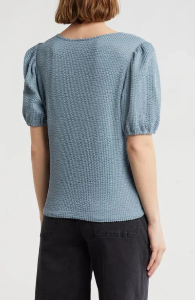 Daniel Rainn Rib Textured T-shirt In Dusty Blue