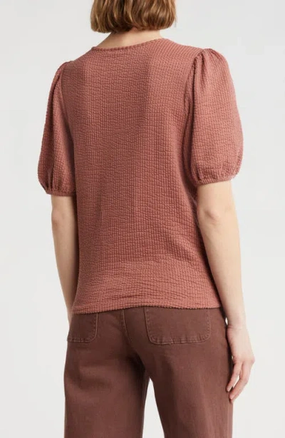 Daniel Rainn Rib Textured T-shirt In Washed Rouge
