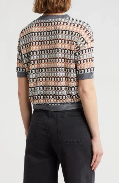 Daniel Rainn Openwork Stripe Sweater In Pink Multi